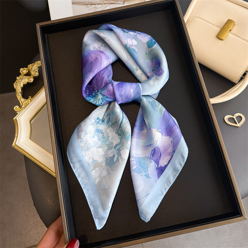 Ascot Neck Scarf - Foulard carré en soie imprimé Floral