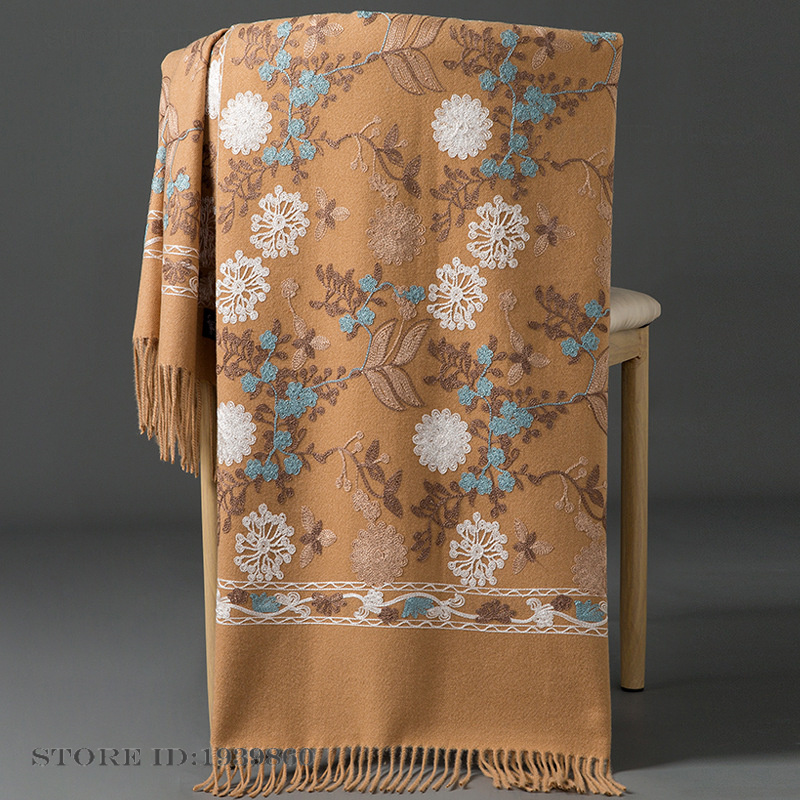 Woven Scarf Blanket - Écharpe longue en cachemire pashmina pour