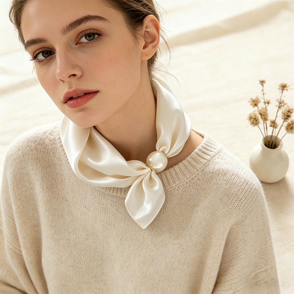 Ascot Neck Scarf - Chaîne de foulard en soie, pendentif