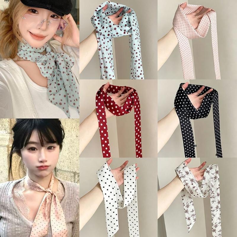 Ascot Neck Scarf - Écharpe en soie à pois et