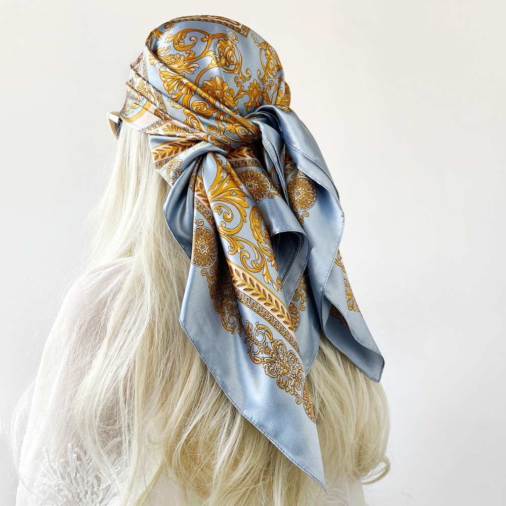 Foulard carré en satin de soie - Head Wrap Turban avis et prix