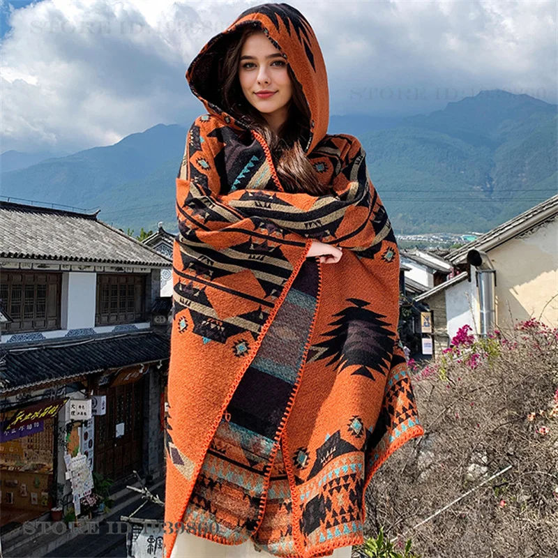 Nouvelle Cape Chaudes et Impri - Woven Scarf Blanket avis et prix